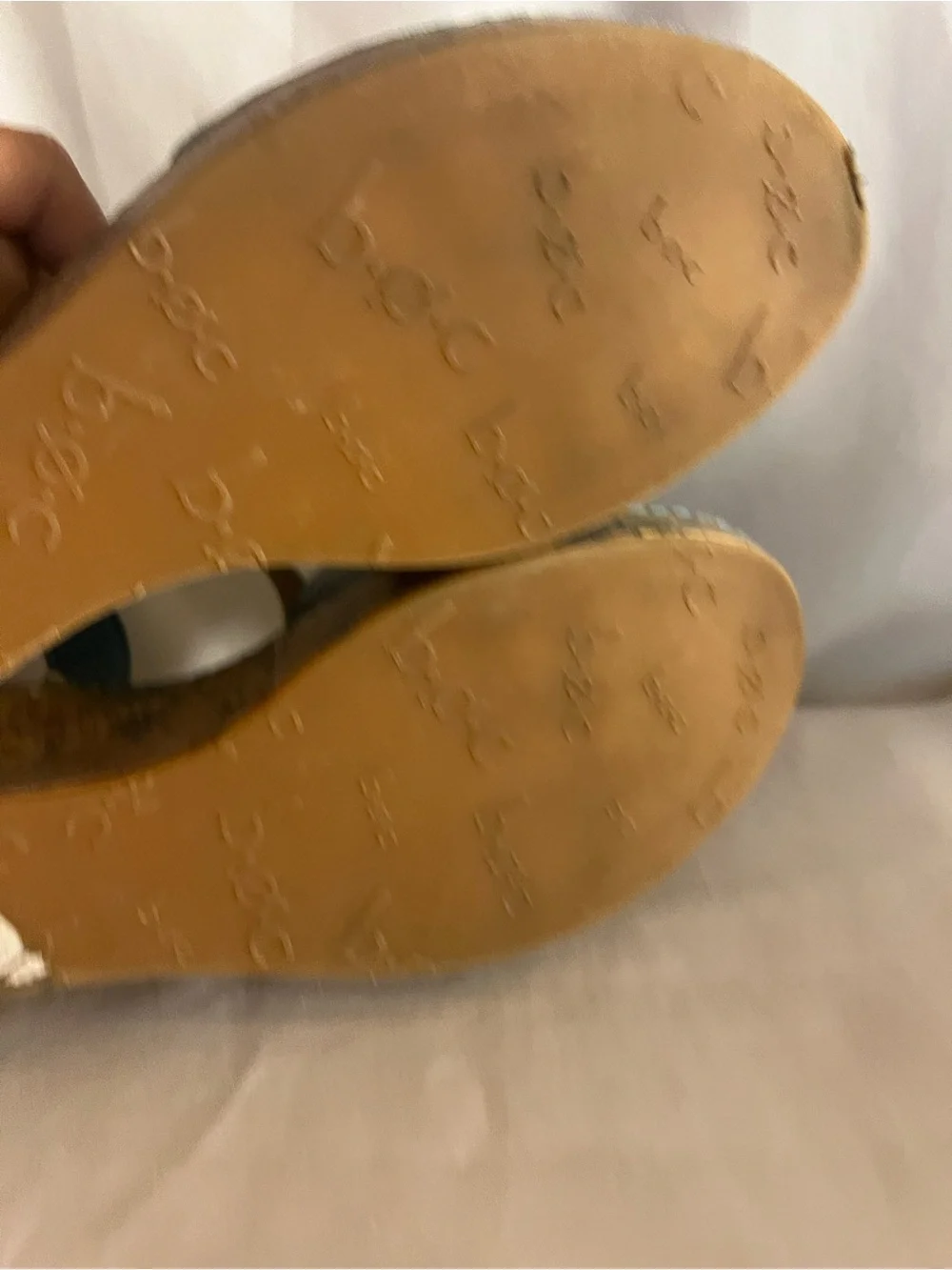 b.o.c. Teal Flower Cork Wedge Sandals